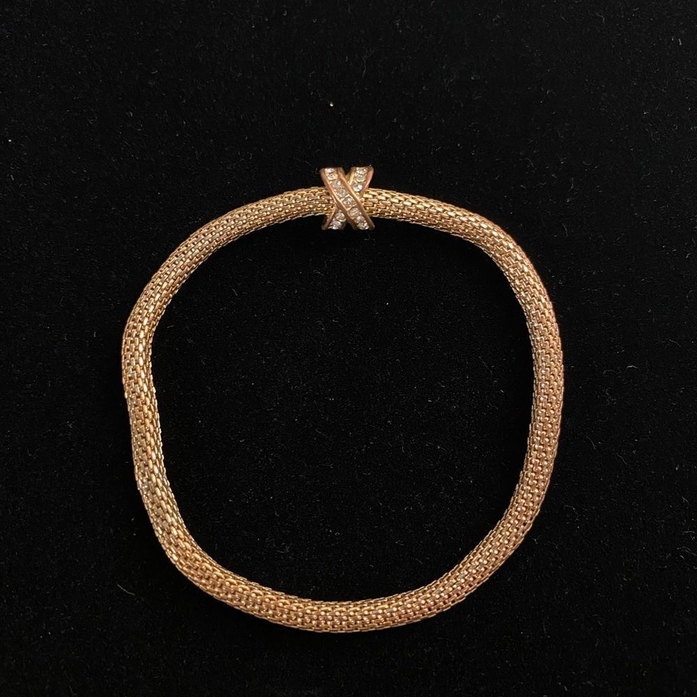 Gold Bracelet with Diamond Cross Bead